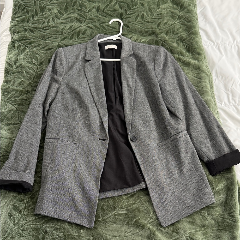 LOFT Herringbone Blazer with Black Interior